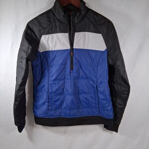 CBUK by Cutter & Buck Men's Colorblock Hybrid Quarter-Zip Puffer Pullover Jacket